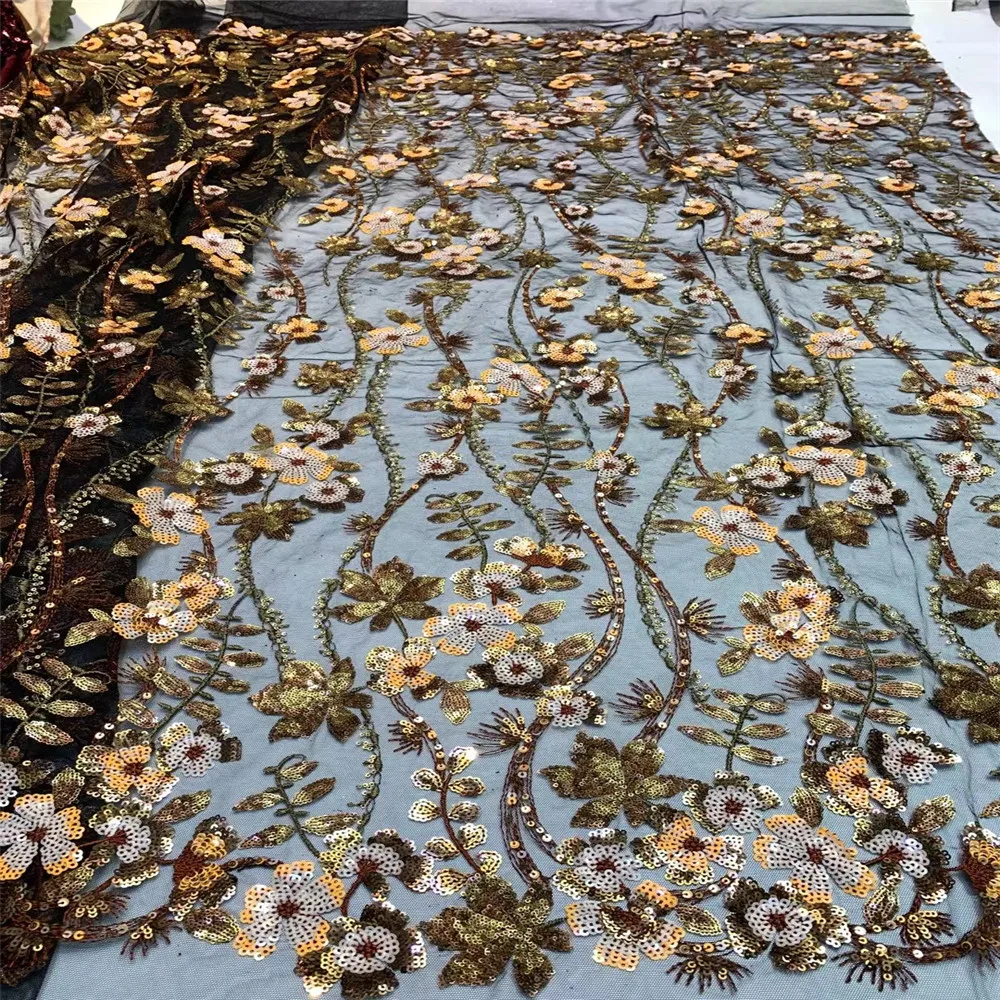 

Madison Nigeria Sequence Lace Fabric Embroidery Sequins Lace Fabric for Party Wedding High Quality African French Laces Fabrics