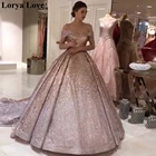 Женское вечернее платье с блестками, розовое блестящее платье макси с открытыми плечами, модель 2022