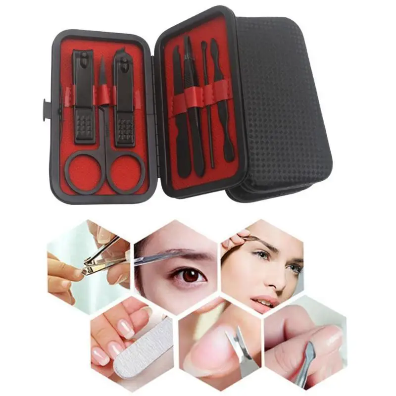 7 шт./компл. маникюрный набор Профессиональный Пинцет Ножницы нож ушной кабон