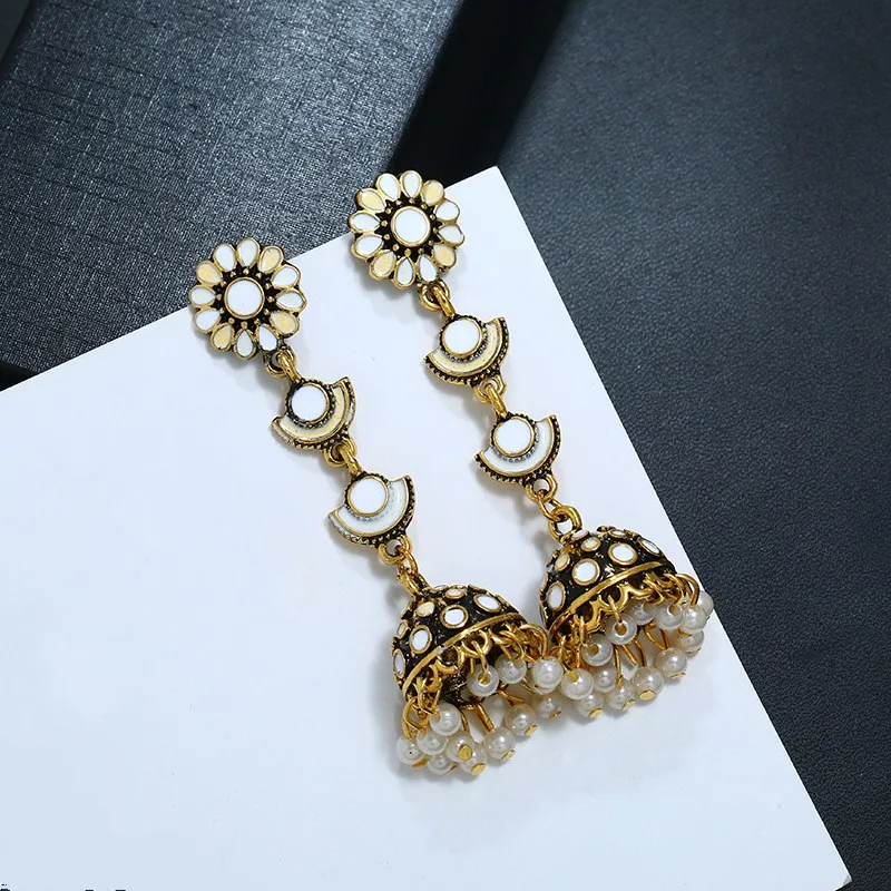 Женские большие Золотые сережки в стиле ретро Jhumka индийская бижутерия