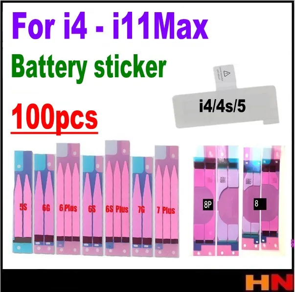 100 шт. наклейка на батарею, клей для iPhone 11 pro max X XS XR Max 8 7 6S Plus 5 5C 5S 4 4S клей