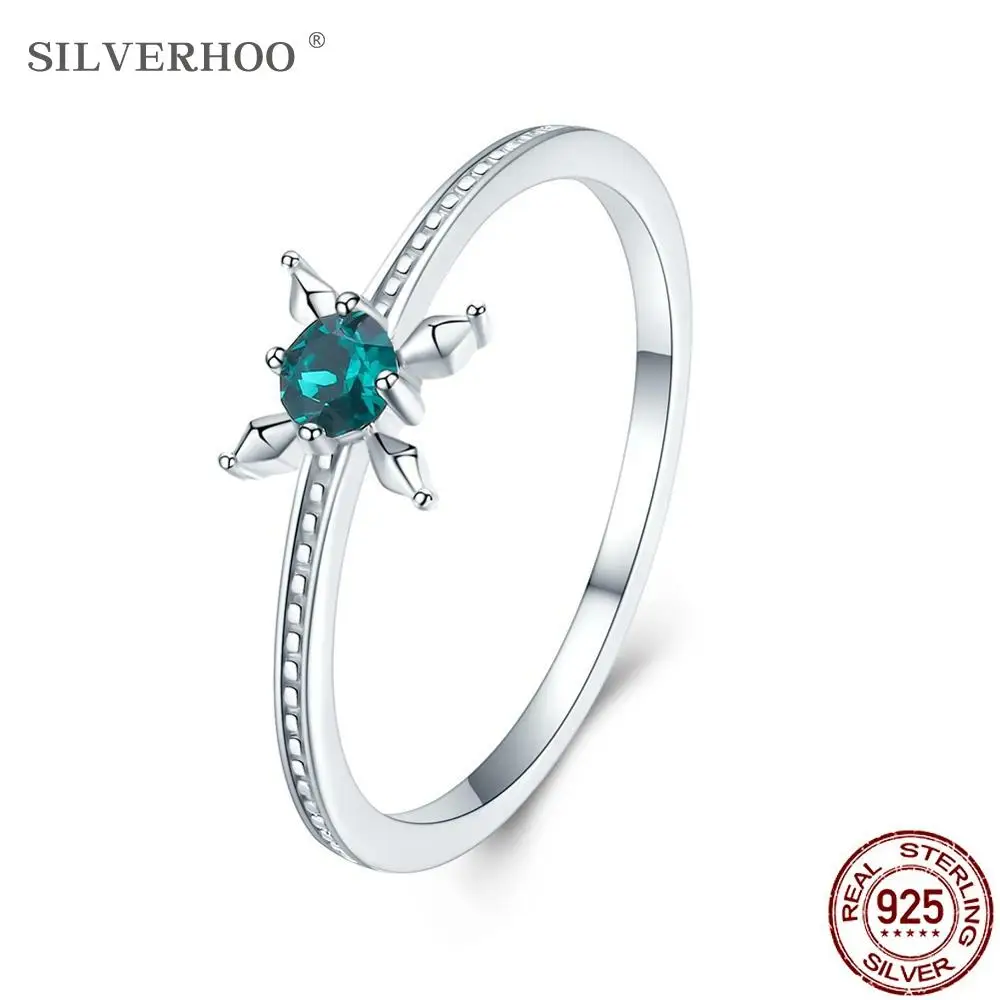 

SILVERHOO 925 Sterling Silver Rings For Women Light Luxury Flower Type Romantic Austria Crystal Female Ring Wedding Fine Jewelry