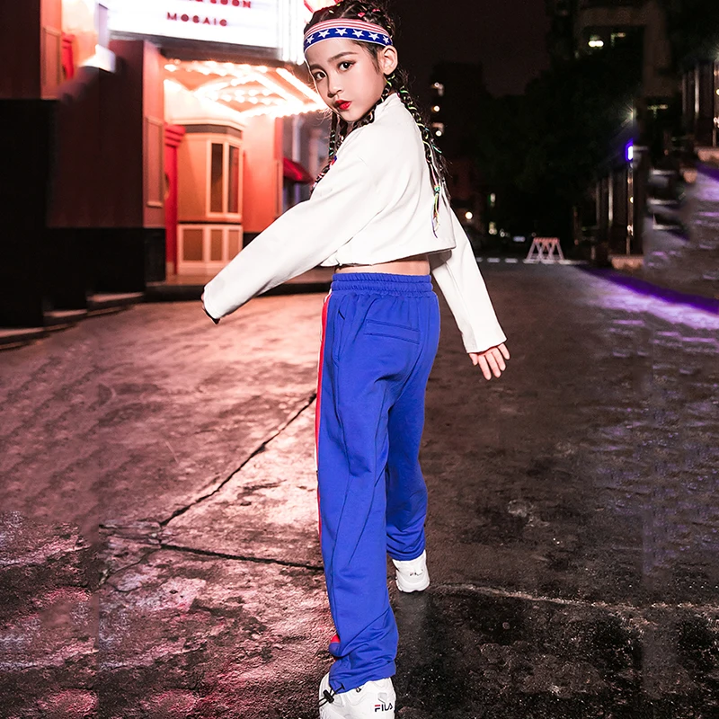 

Hip Hop Costumes Kids Jazz Long Sleeve Tops Cheerleading Clothing Girls Street Dance Rave Outfit Performance Wear Child