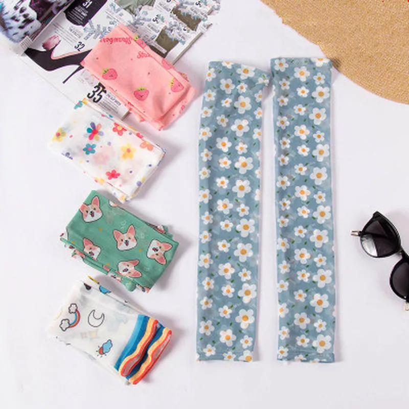 1 пара милые манжеты с принтом Мультяшные солнцезащитные рукава нарукавники