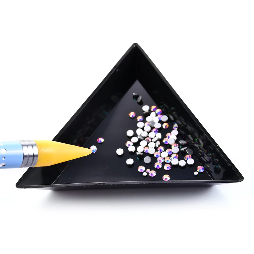 

5Pcs Nail Art Storage Box Plate Tray Triangle Plastic Rhinestone Holder Container Jewelry Glitter Cup Decoration Dotting Tool