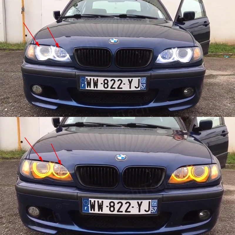 

Для BMW 3 серии E46 седан универсал купе компактная 1998-2005 Белая светодиодная фара гало ангел демон глаз комплект глаз ангельские глазки свет