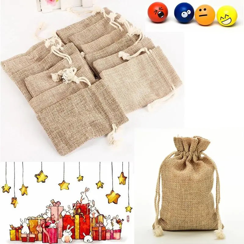 

Natural Linen Drawstring Wedding Favor Bags Pouch Heart Shape Wedding Gift Bags Candy Bag -30