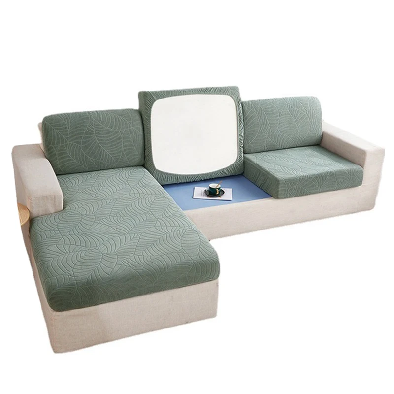 

1/2/3/4 Seater Jacquard Weave Seat Cushions Slipcovers Elastic Sofa Cushion Cover Saddle Cover Washable Solid Color Home Decor
