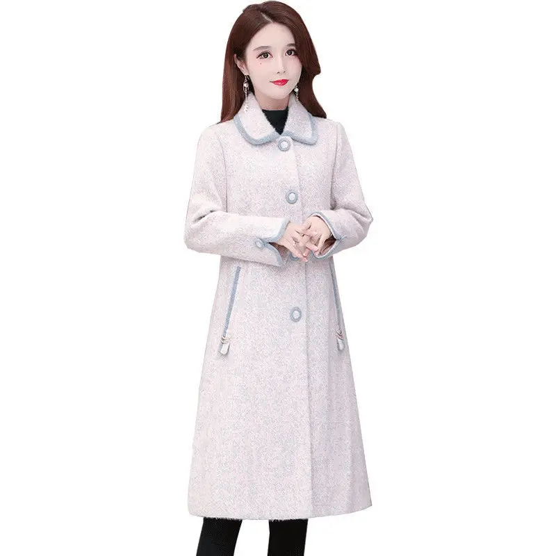 

The New winter Women Imitation mink sheep shearing Gold mink Overcoat Female Mid-length Thicken Female Woolen cloth coat R895