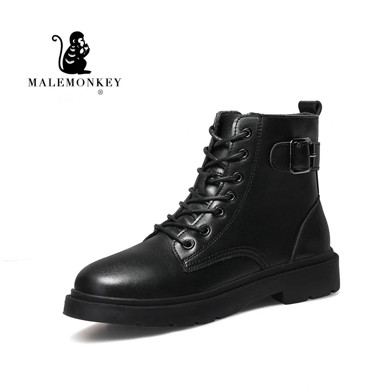 

Soft Split Leather Women Black Ankle Boots 2021 Fashion Motorcycle Boots Female Autumn Winter Shoes Woman Punk Boots