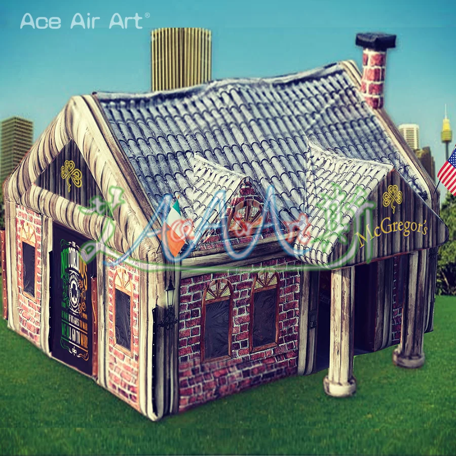 

Oxford fabric 8m L x 5m W Wood Color Inflatable Pub Tent Bar House Exhibition for Night Club Decoration