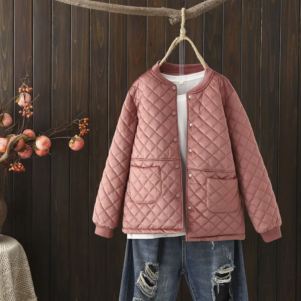 

Plus size stand collar pocket velour women loose parkas coats 2021 winter casual ladies solid color female jacket tops