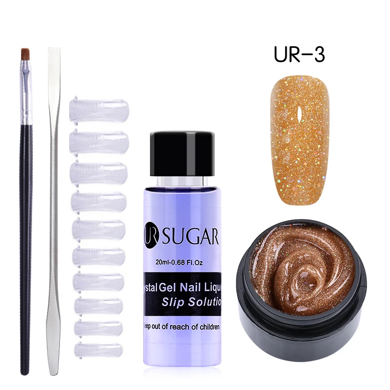 5Pcs set 3 UR SUGAR 15 мл Быстрый строительный поли гель продлевающий половой акт розовый блеск Замачивание от УФ СТРОИТЕЛЬ удлинение гель набор Типсы для маникюра палец расширение - Цвет: 5Pcs set 3