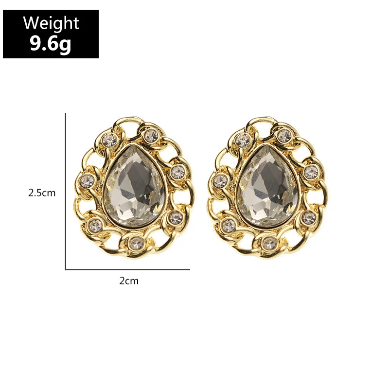 

Fashion Jewelry French Vintage Old Ancient Gold Earrings Womens Simple Round Geometric Acrylic Rhinestone Earrings For Girls