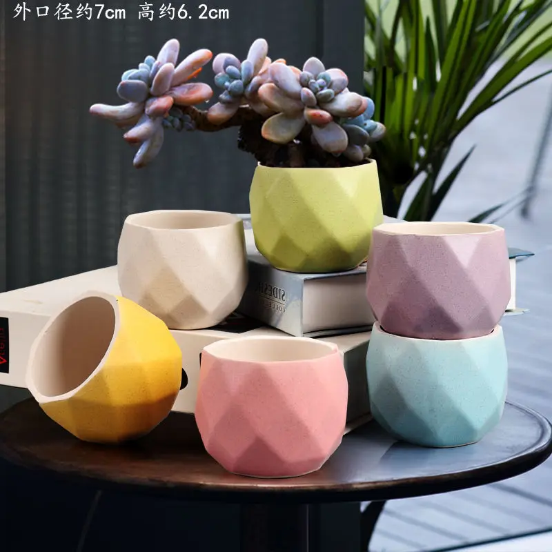 

Ceramic Plant Pot Containers Round Plants Succulent Pots Container Bonsai Pots With Drainage Hole 6 Colors Green Blue Yellow