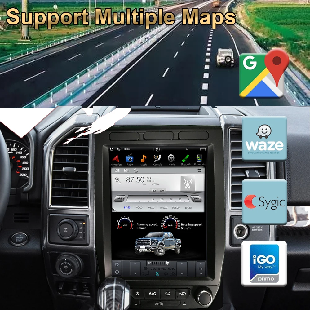 Автомобильный GPS-навигатор на Android 9 0 с экраном в стиле Tesla для Ford F150 /Raptor