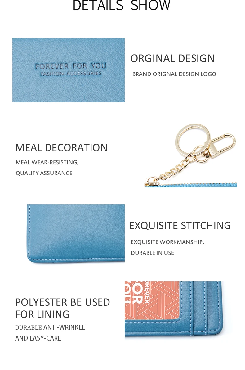 Brand Card Holder Women Soft PU Leather Key Chain Bag Small Card Wallets Female Organzier Mini Credit Card Case Zipper Coin Bags