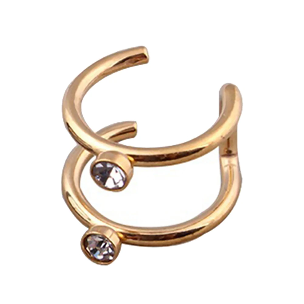 

1Pc Women Rhinestone Inlaid Helix Cartilage Ear Cuff No Piercing Clip On Earring