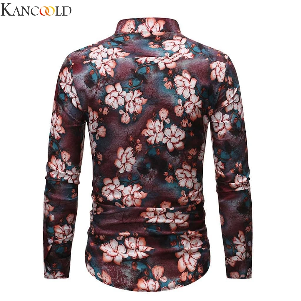 KANCOOLD Мужская рубашка Летний стиль Пальма принт пляж гавайская мужская