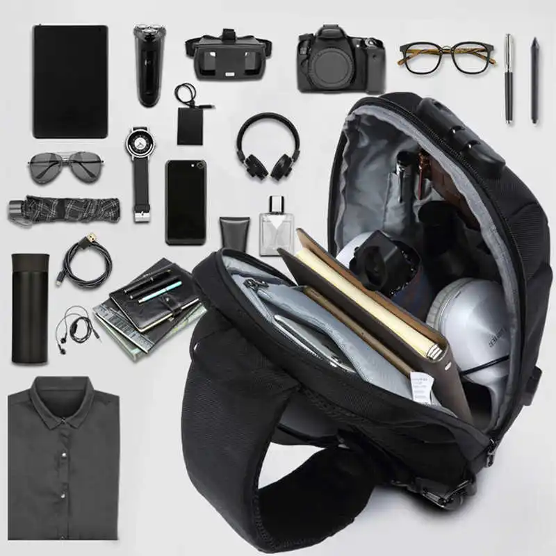 

OZUKO Multifunction Crossbody Bag for Men Anti-theft Shoulder Messenger Bags Male Waterproof Short Trip Chest Bag Shoulder New
