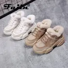 FujinЖенская обувь на плоской платформе; Зимние плюшевые меховые теплые кроссовки на платформе; Теплая удобная повседневная обувь на шнуровке; Сезон зима