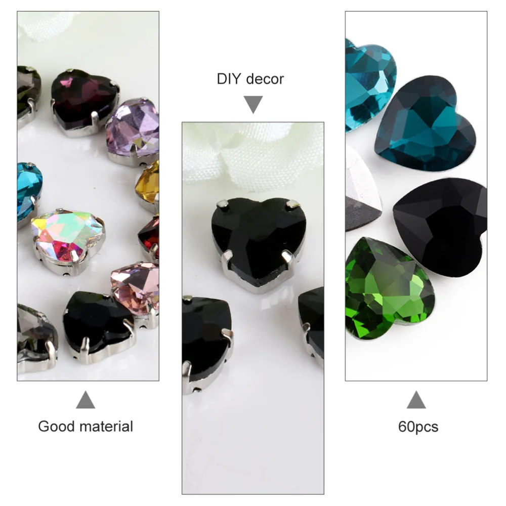 

60pcs Creative Heart Adornments DIY Accessories Phone Case DIY Accessories