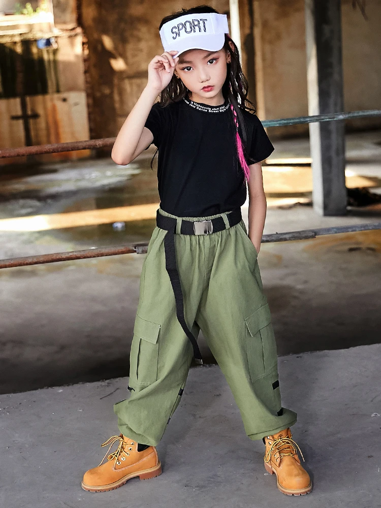 Костюм детский для танцев черного цвета с длинным рукавом в стиле хип-хоп |