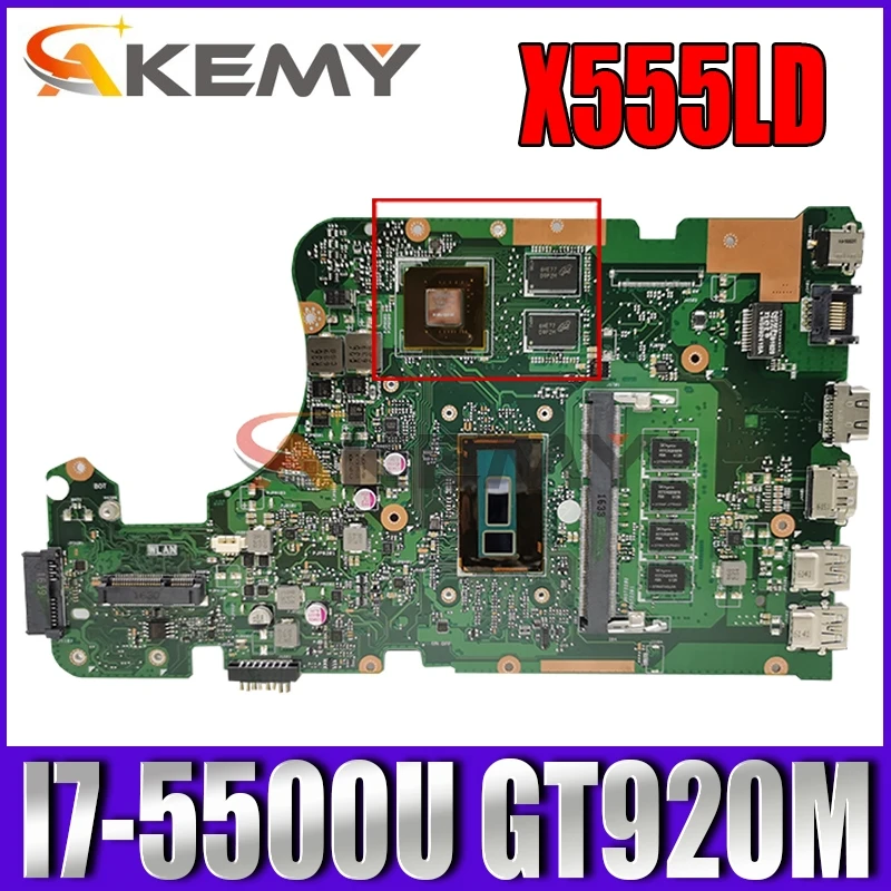 Akemy X555LD материнская плата для ноутбука ASUS X555LJ X555L оригинальная 4GB-RAM I7-5500U GT920M