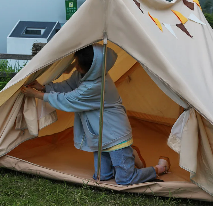 Уличная хлопковая хижина палатка с двумя дверцами большая портативная дорожная