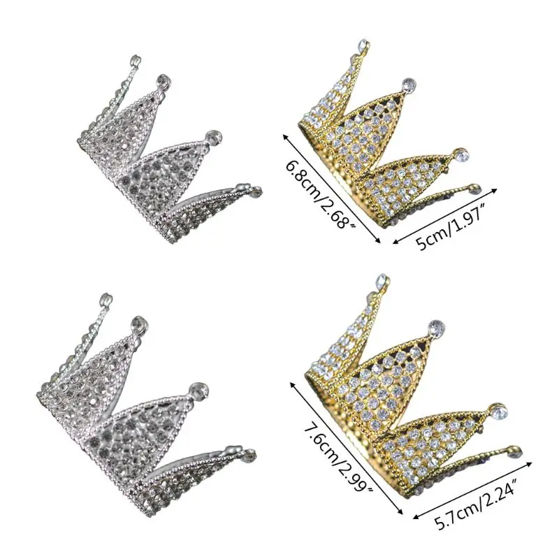 

Baby Hexagon Luxury Rhinestone Crown Mini Tiara Wedding Hair Accessories Princess Girls Birthday Party Headband Decor