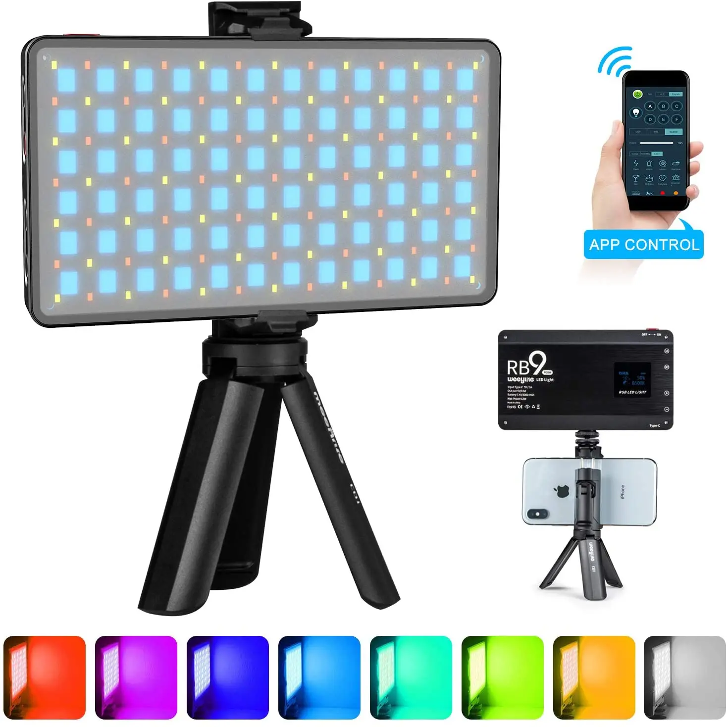 Дешево Viltrox Weeylite RB9 RGB Светодиодная лампа для видеокамеры комплект освещения заполсветильник 12 Вт полный цвет с регулируемой яркостью телефон прил... Pаспродажа Viltrox Weeylite RB9 RGB Светодиодная лампа для видеокамеры комплект освещения заполсветильник 12 Вт полный цвет с регулируемой яркостью телефон прил...