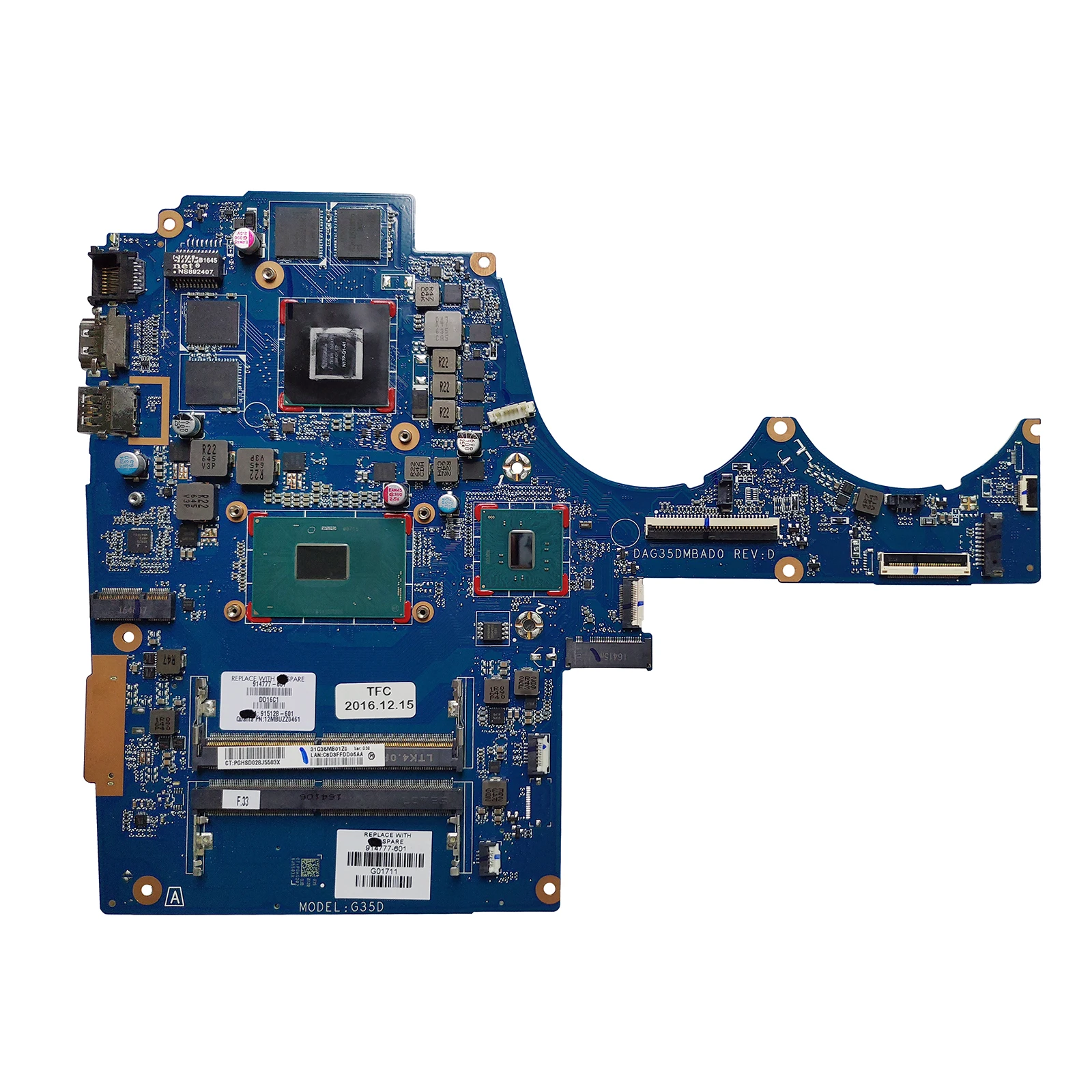 

914777-601 915128-601 FOR H 15-AX 15-BC motherboard DAG35DMBAD0 i7-7700HQ
