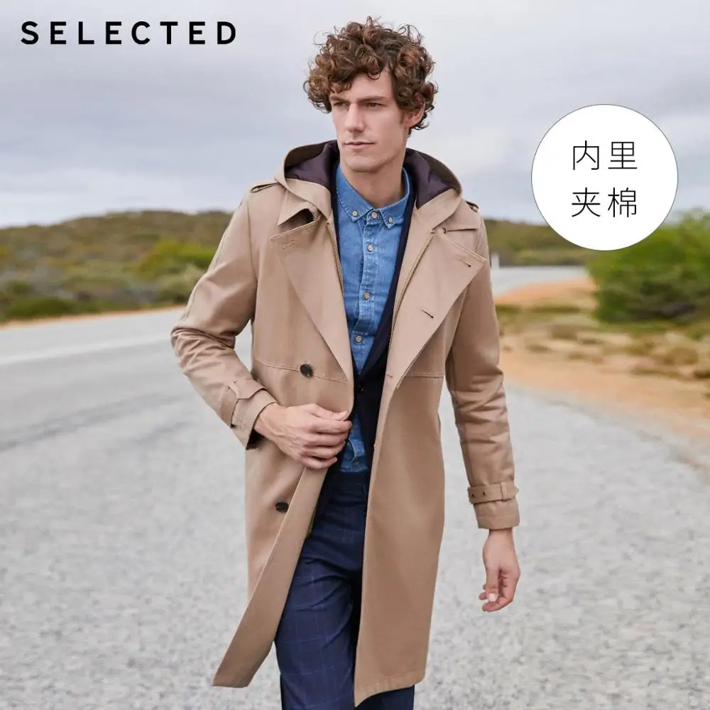 Мужская хлопковая ветровка средней длины со съемным капюшоном|Мужские парки| |