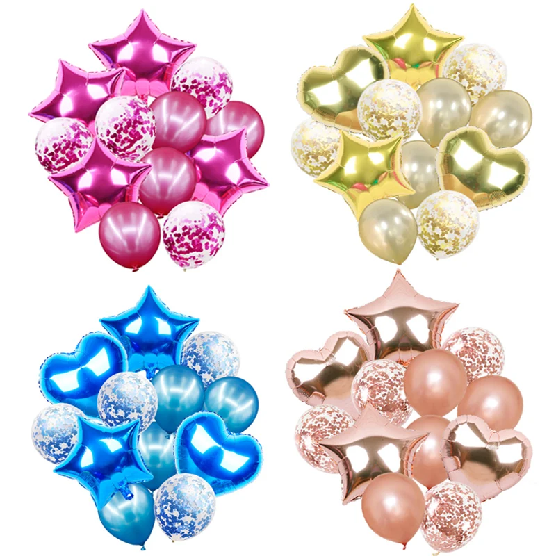 12 шт. розово-золотые латексные шары 12-дюймовые золотистые синие набор конфетти