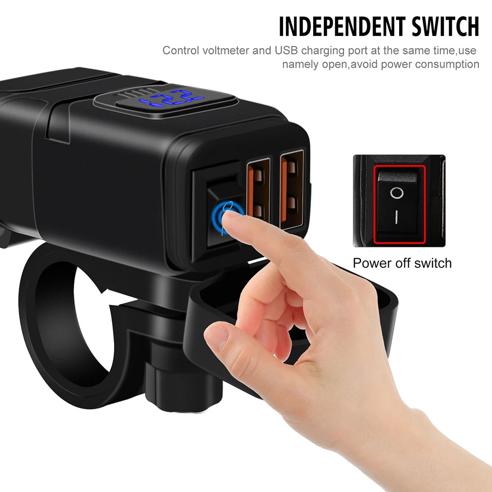 

Motorcycle Quick Charger 12V SAE To USB Adapter With Voltmeter On Off Switch