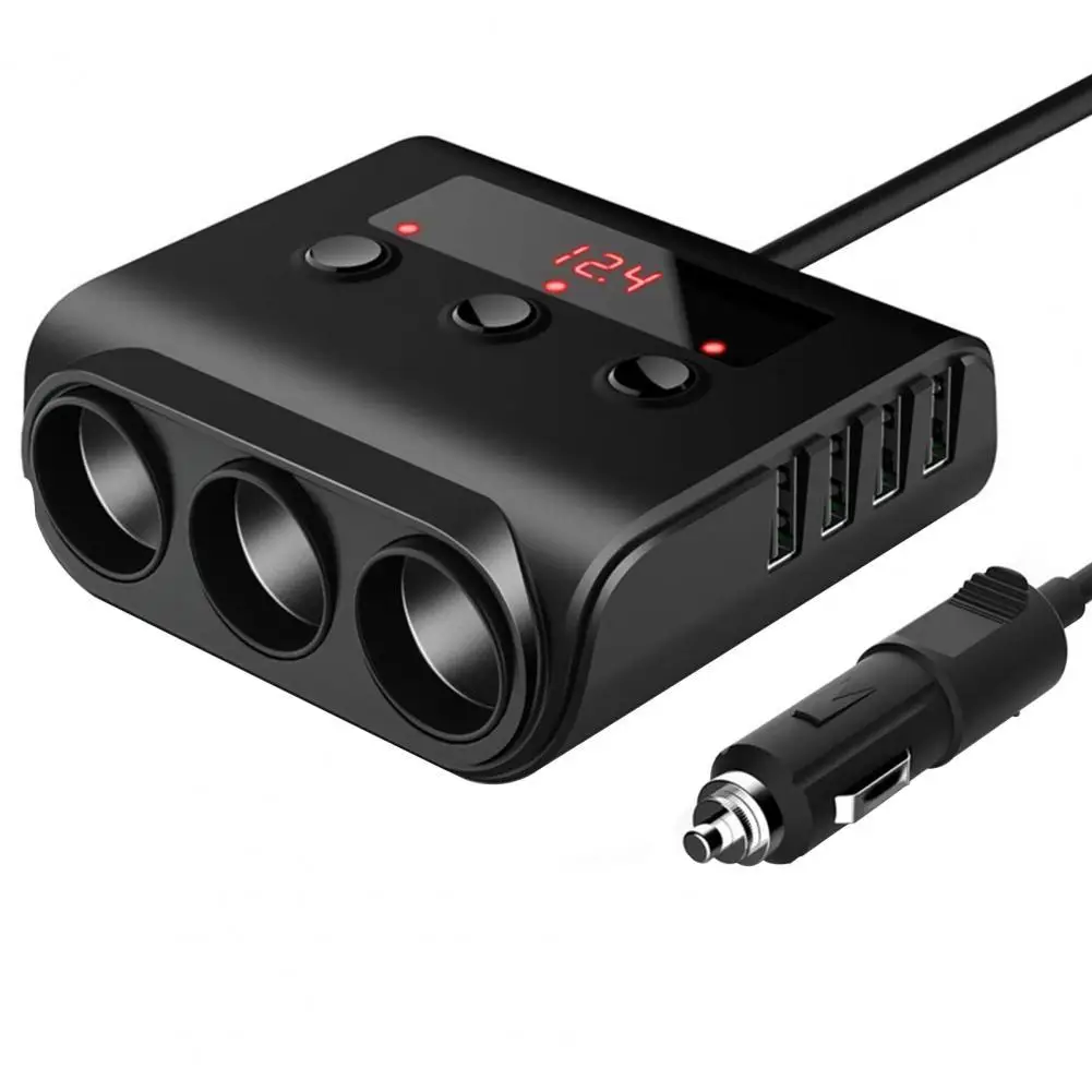

TR12 USB Car Adapter Convenient Independent Power Switch 100W Extended 4-port Charger for 12-24V Vehicles
