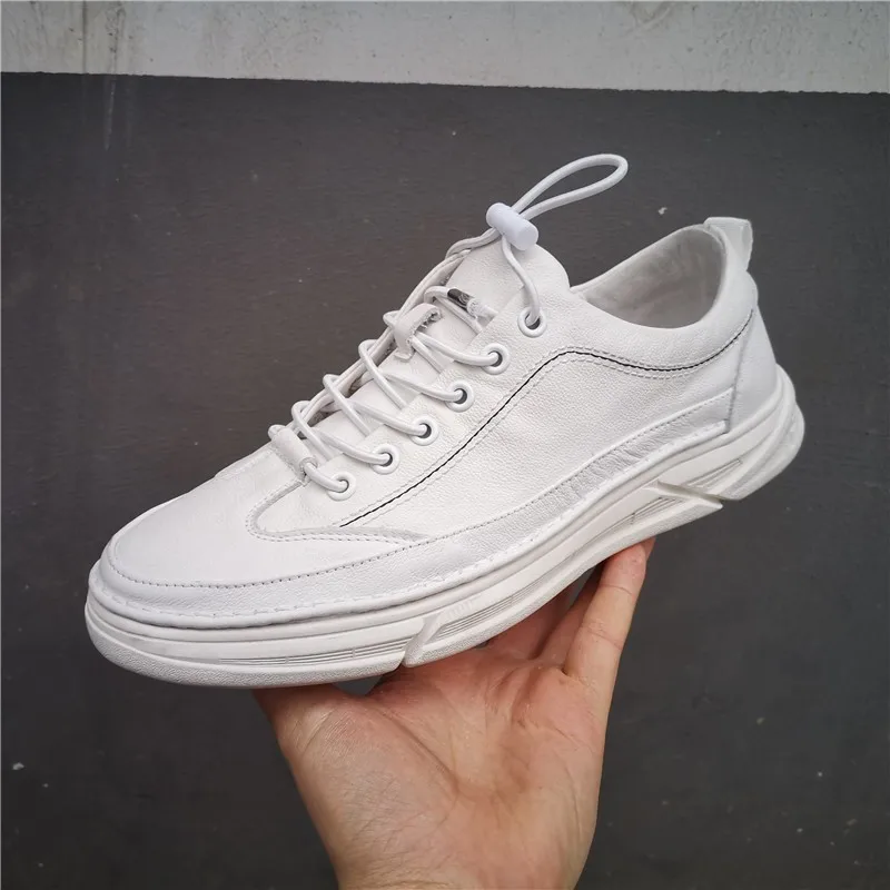 Кроссовки мужские из натуральной воловьей кожи эластичная лента Уличная обувь