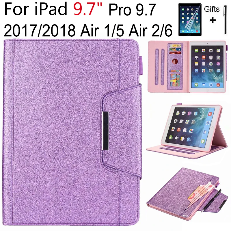 Блестящий чехол для iPad 9 7 2017 2018 Air 1 2 PU кожаный с функцией автоматического
