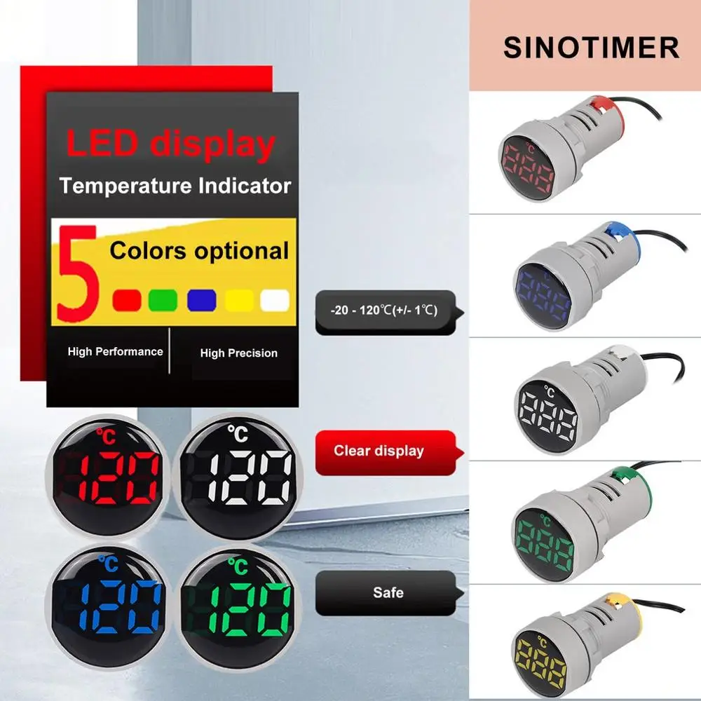 Круглый светодиодный термометр SINOTIMER ST16C 22 мм цифровой дисплей измеритель