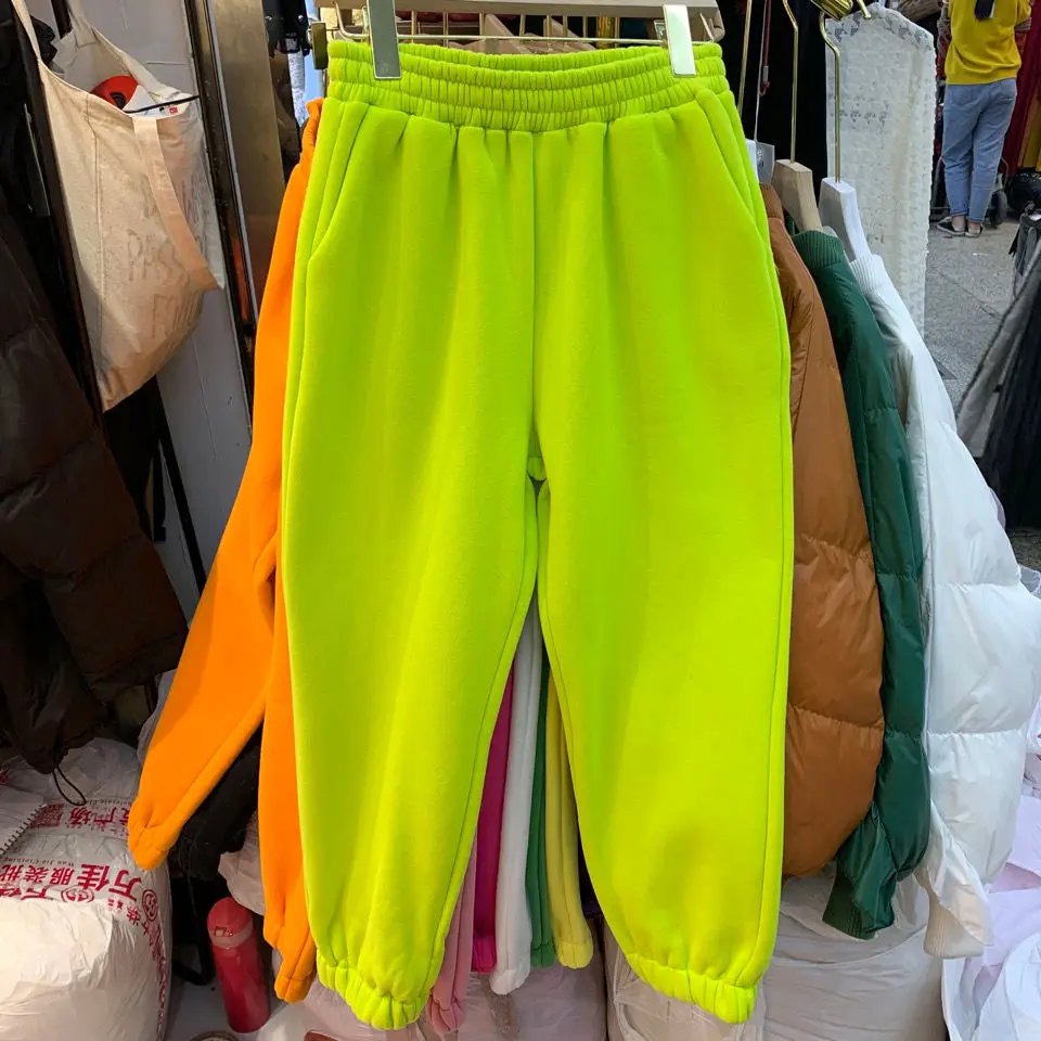 

Autumn and winter candy color elastic waist closed ankle casual pants sports pants