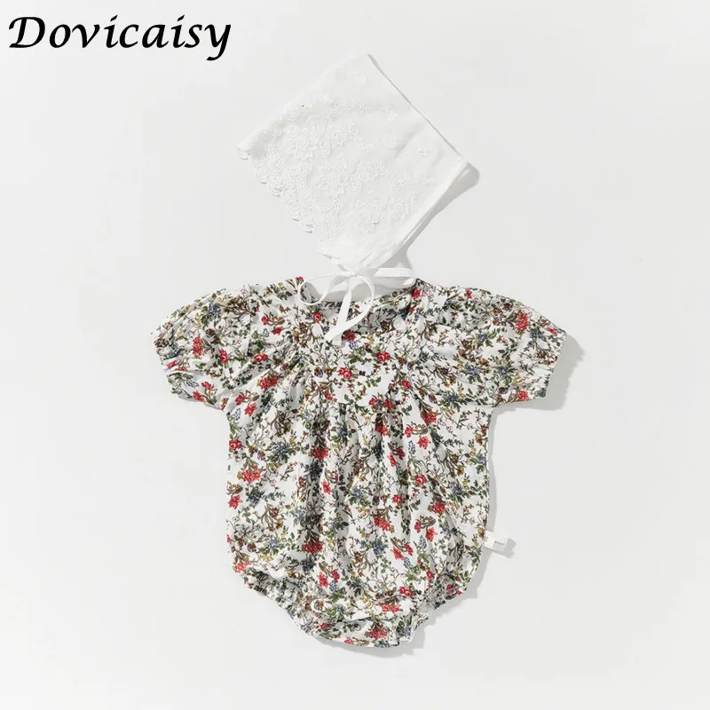 

Newborn baby Infant Baby Girls Floral Printing Bodysuit One Pieces Jumpsuit Summer Short Sleeve Sunduit 0-24M
