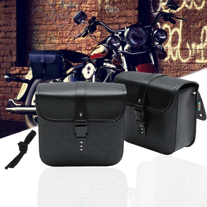 

For Honda/Yamaha/Suzuki Pair Universal Motorcycle Saddle Bags Side Storage Luggage Bag Fork Tool Pouch Black Bags