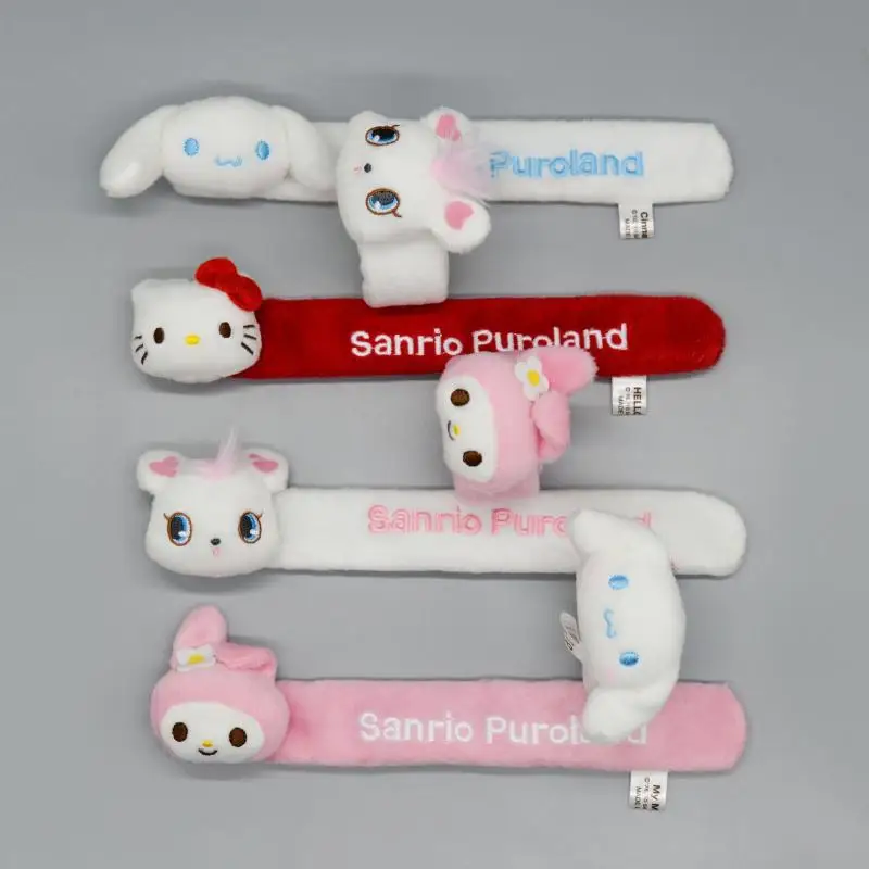 Sanrioed Kawaii Мультфильм Mymelody Cinnamoroll Kt кошка кольцо плюшевая кукла Ручная линейка с