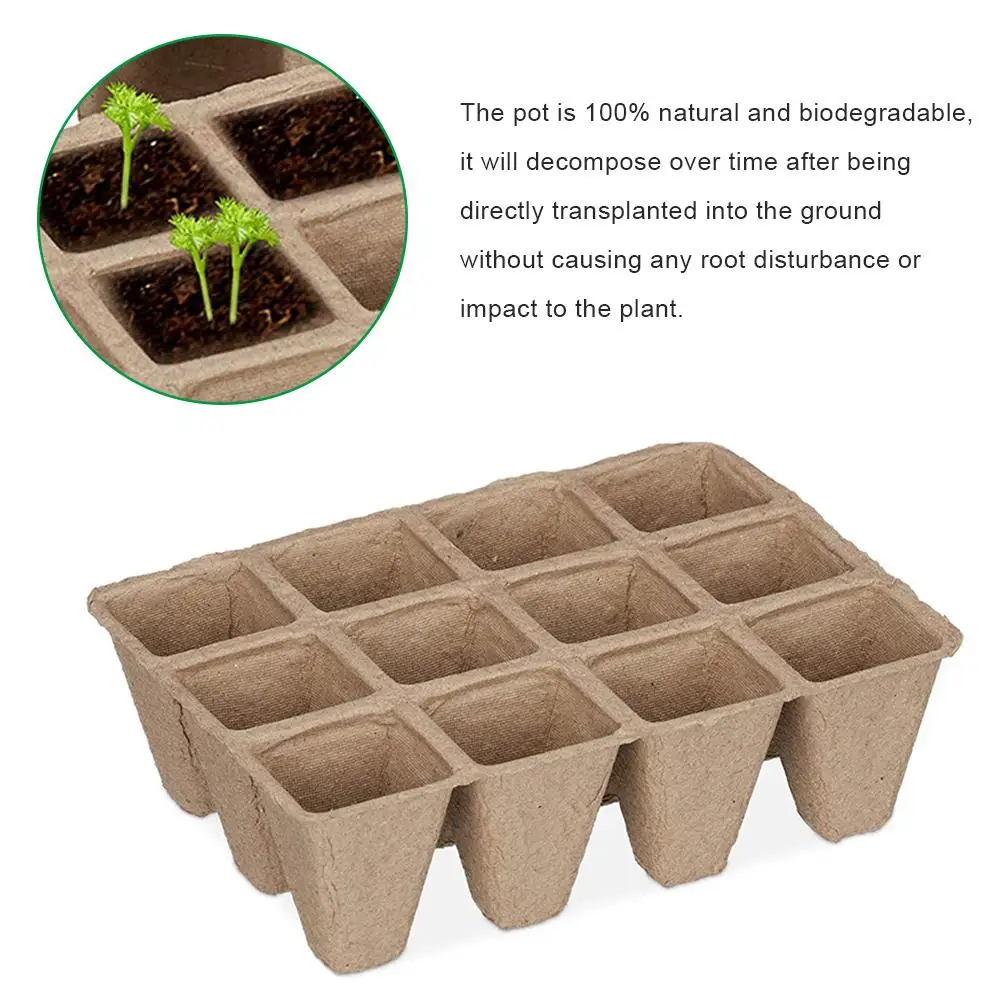 17Pcs 12 Compartments Seed Starter Tray Biodegradable Peat Pots Seedling Germination Trays Organic Plant Kit | Дом и сад