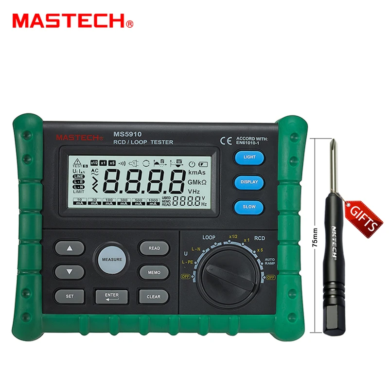 Тестер сопротивления RCD/Loop MASTECH MS5910 детектор тока/времени с USB-интерфейсом |