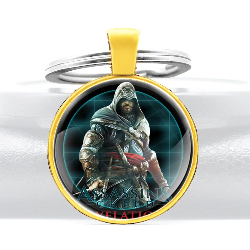 Цепочка для ключей с металлической подвеской в виде кабошона | Украшения и