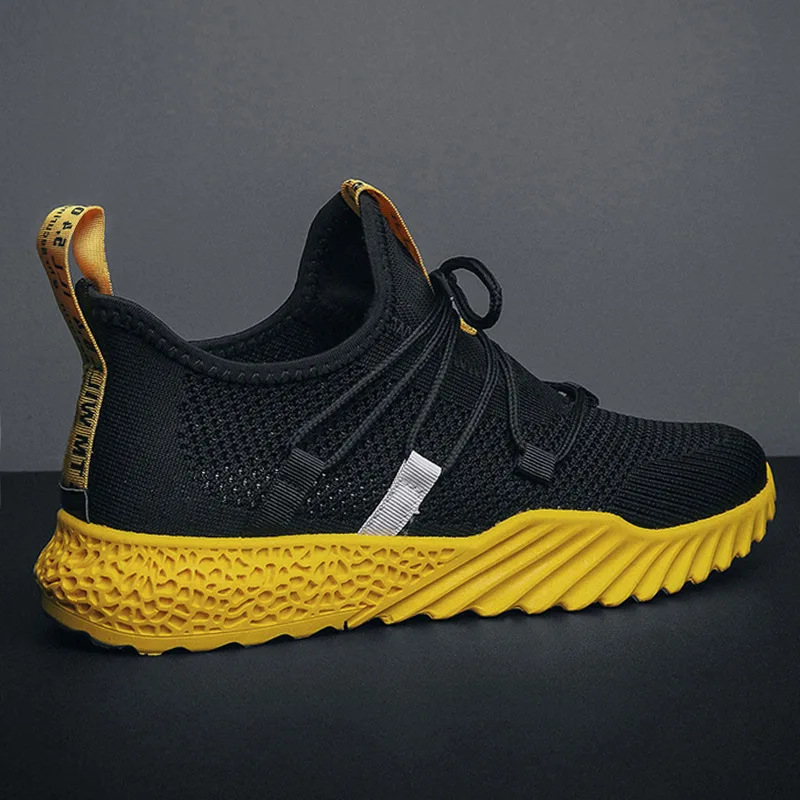 2019 new fashion luxury brand casual sports shoes black red yellow knit mesh high quality men's breathable | Обувь