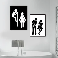 girl boy wc sign toilet funny wall art canvas painting for kids bathroom washroom decor nordic posters and prints wall pictures
