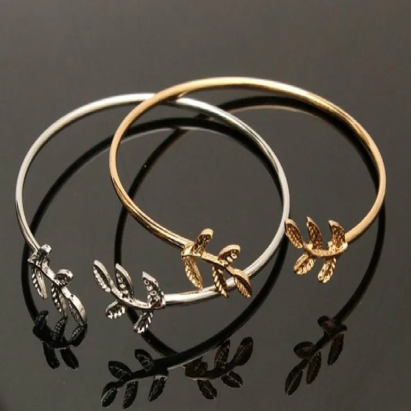 Женские модные манжеты Открытый браслет изысканный Лист ювелирные аксессуары