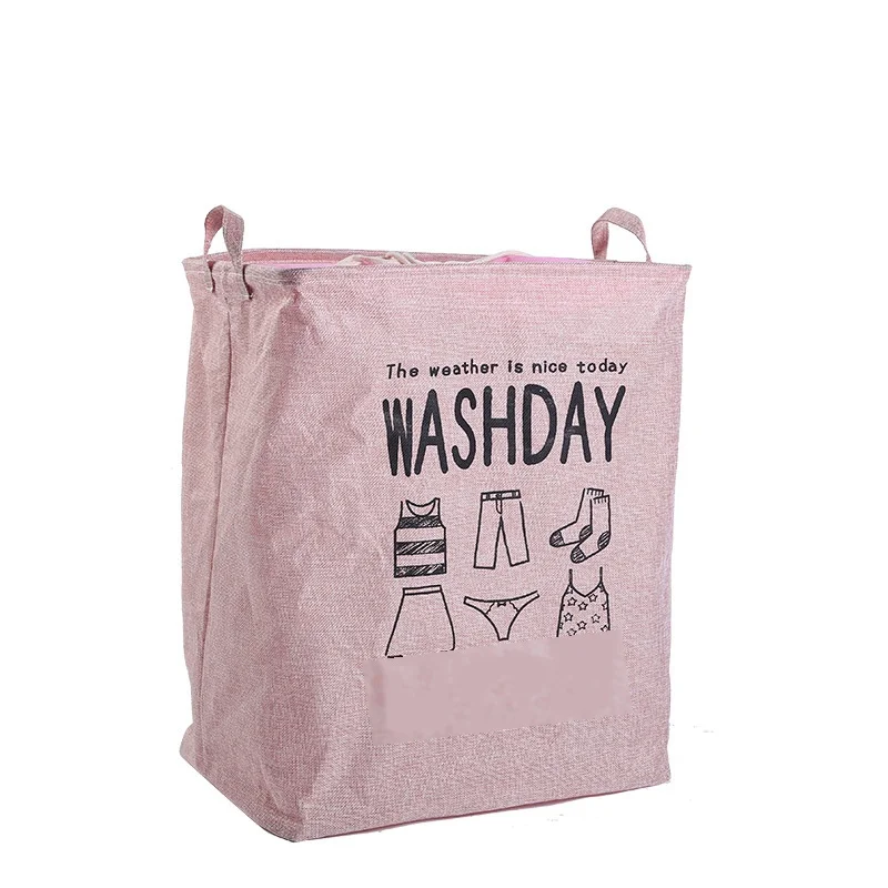 

Large Folding Dirty Laundry Basket Organizer Toy Clothes Storage Basket Bucket Dustproof Drawstring Laundry Hamper With Handle